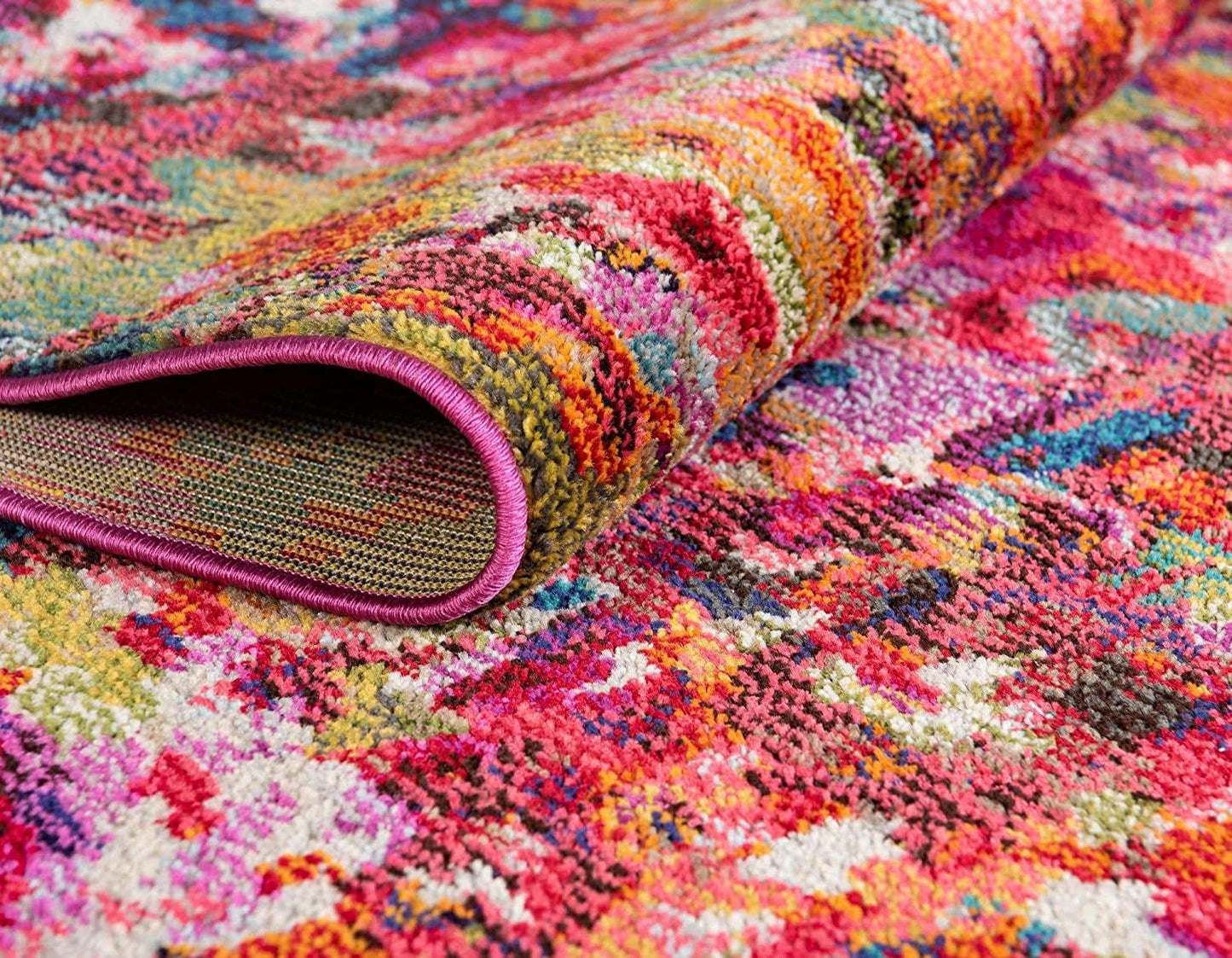 Modern Abstract Magenta Soft Rug