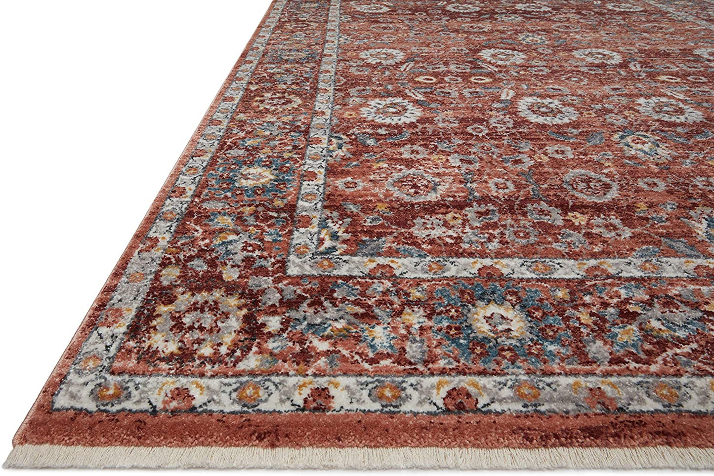 Samra Collection  Brick / Multi, Transitional Soft Area Rug