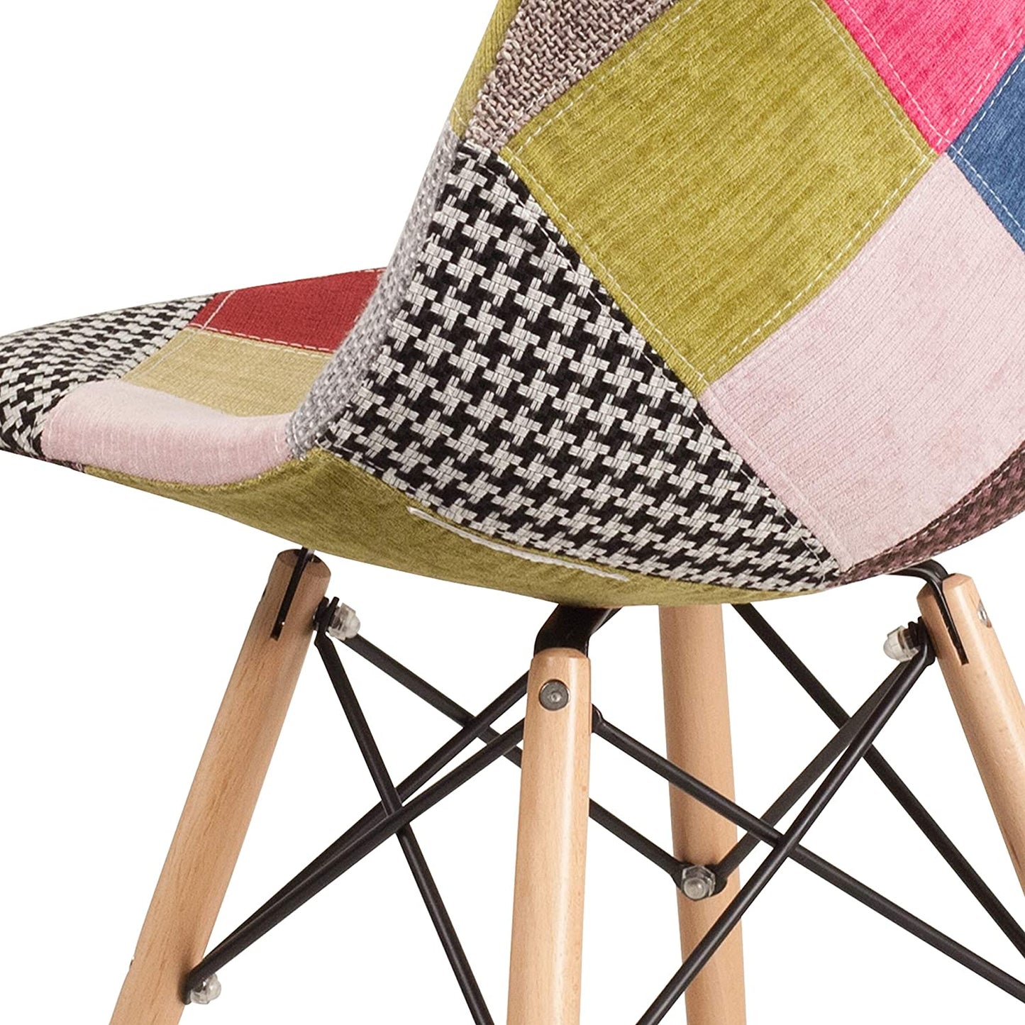 Furniture Elon Series Milan Patchwork Fabric Chair with Wooden Legs