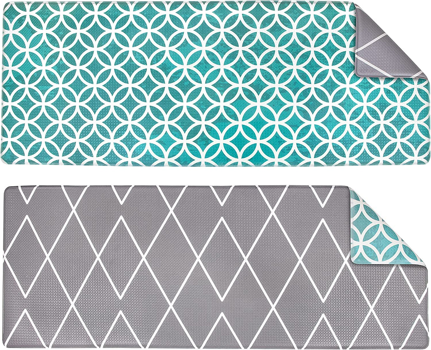 Anti Fatigue Reversible Cushioned Memory Foam Kitchen Rug Pad, 32x17 (Marble Gray)