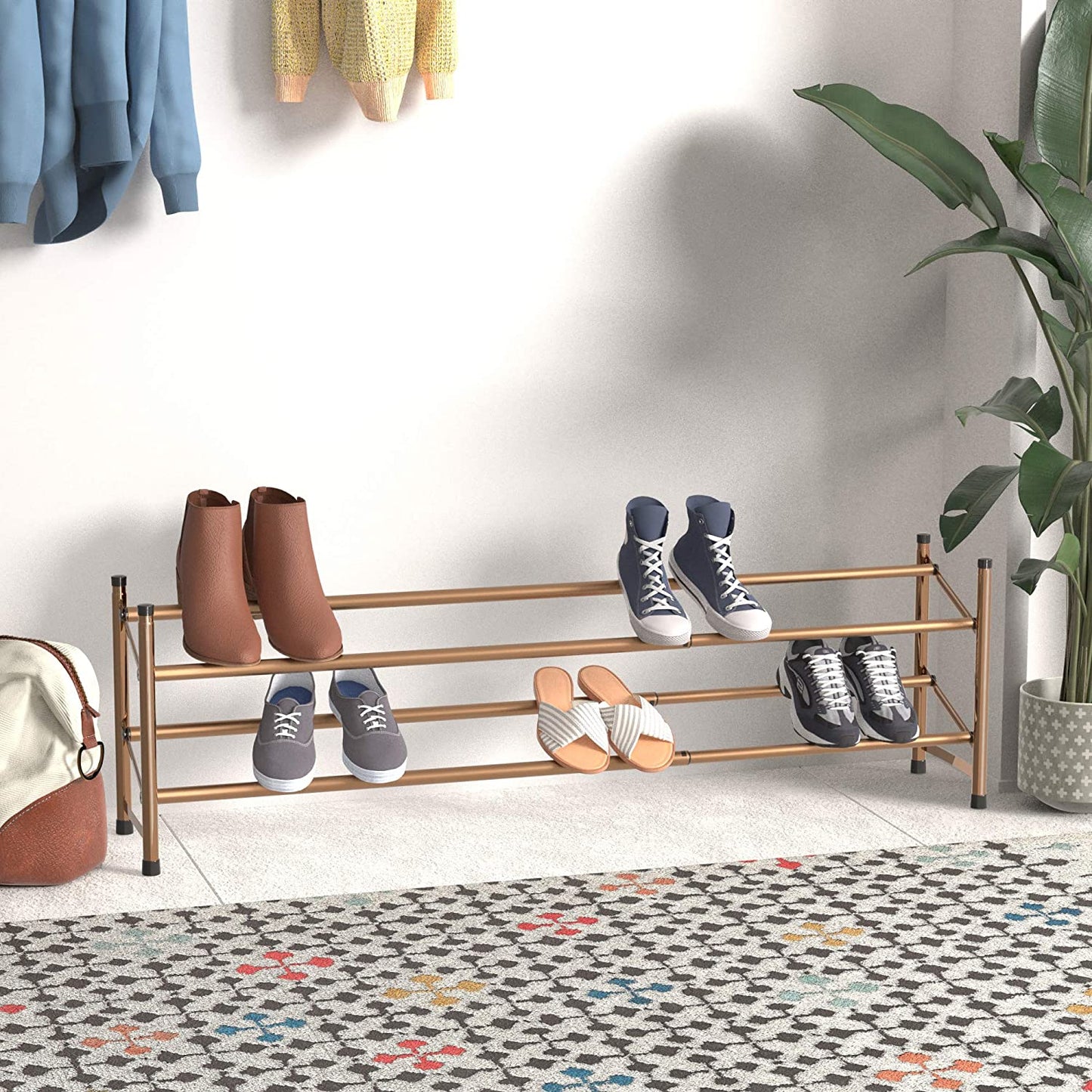 Easy Assemble Shoe Rack - 4-Tier, Rose Gold