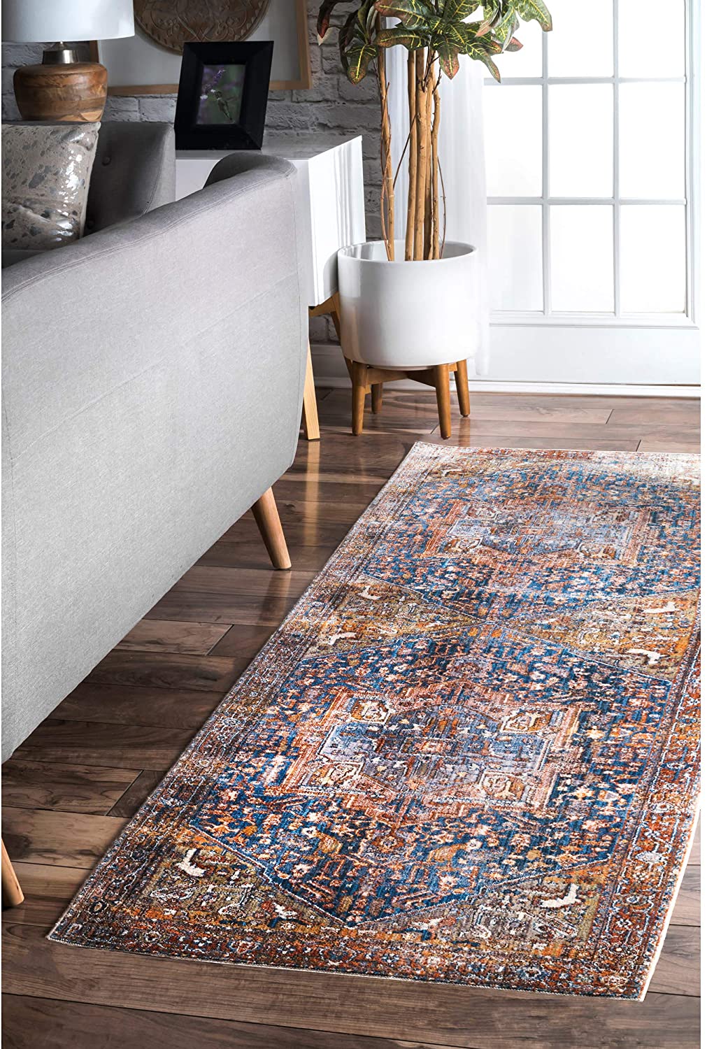 nuLOOM Ethel Medallion Fringe Area Rug, 5' x 7' 9", Rust