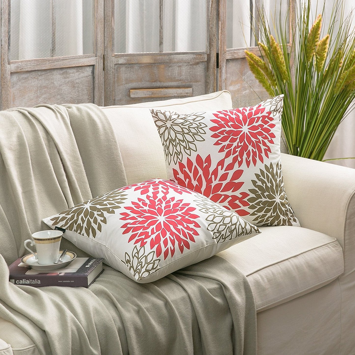 Decorative Dahlia Throw Pillow Cushion Cover