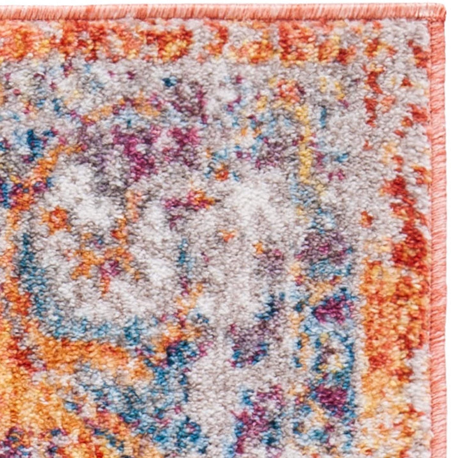 Safavieh Collection  Medallion Distressed Area Rug Blue / Orange