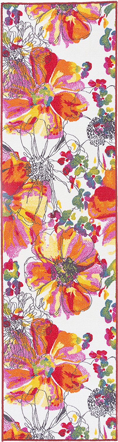 Vibrant Floral Area Rug Non-Slip/ No Skid