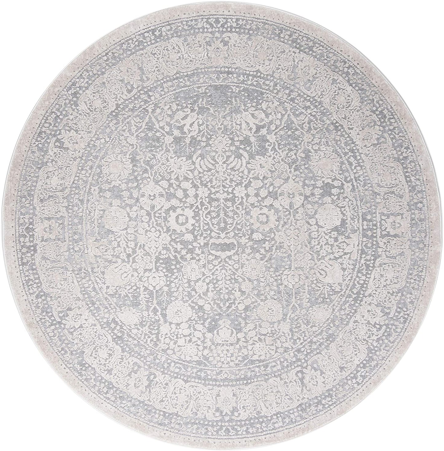 Reflection Collection Vintage Distressed Soft Area Rug Light Grey / Cream