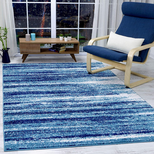 Siesta Collection Modern Contemporary Indoor Area Rug Blue/Navy