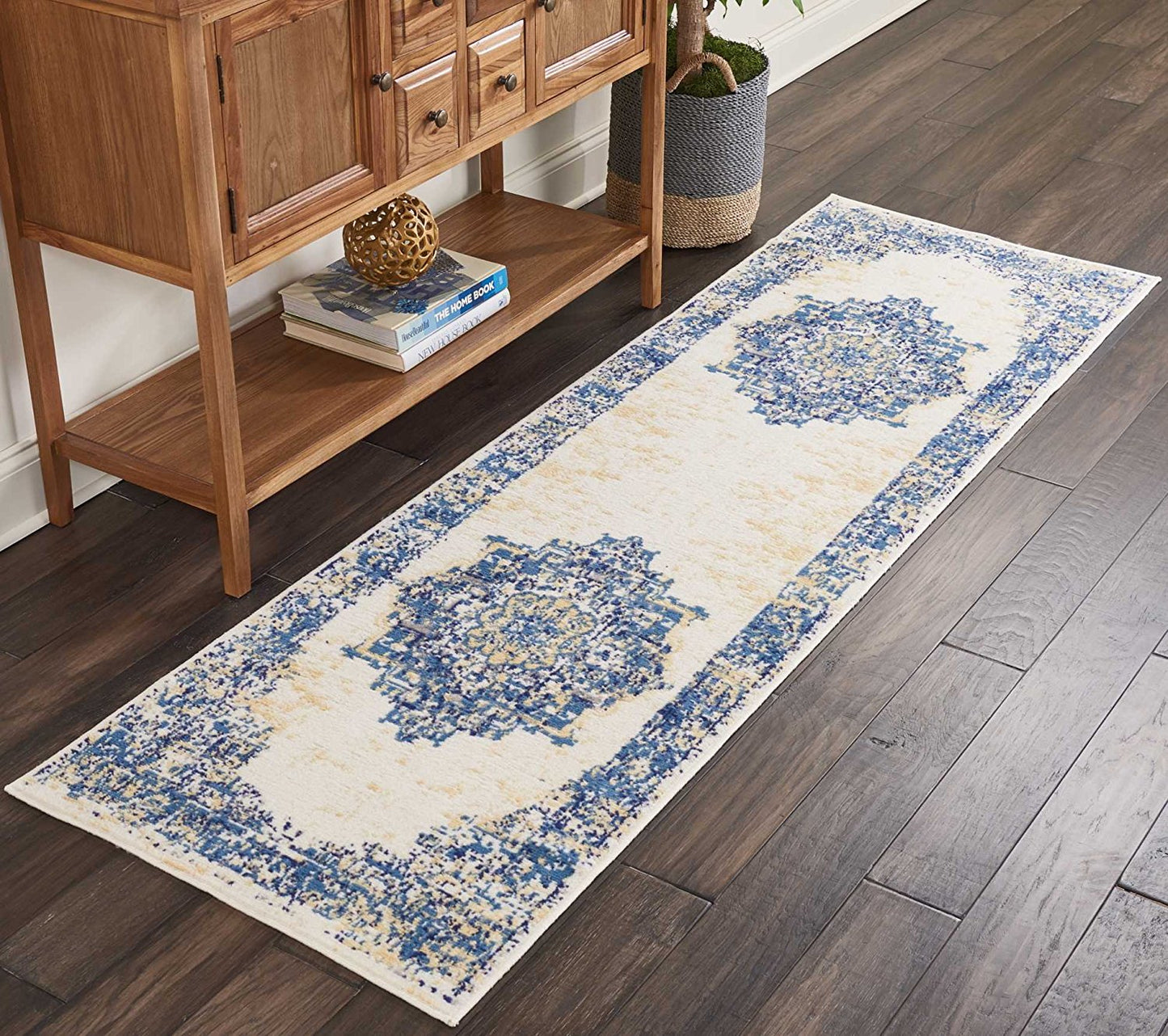 Navy Blue White Distressed Persian Area Rugs