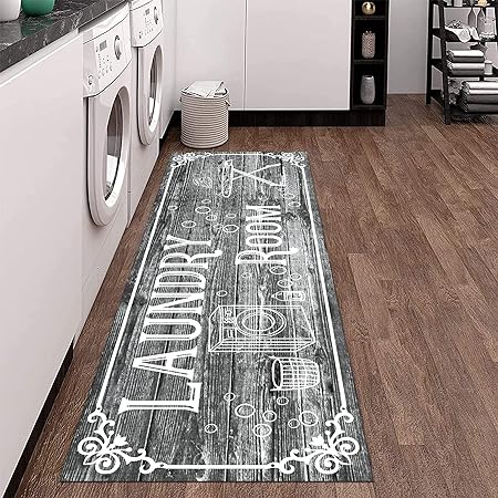 Laundry Room Rug 20"X59", Farmhouse Runner Rug Non Slip Waterproof Laundry Room Mat Floor Carpet for Kitchen, Washhouse, Mudroom