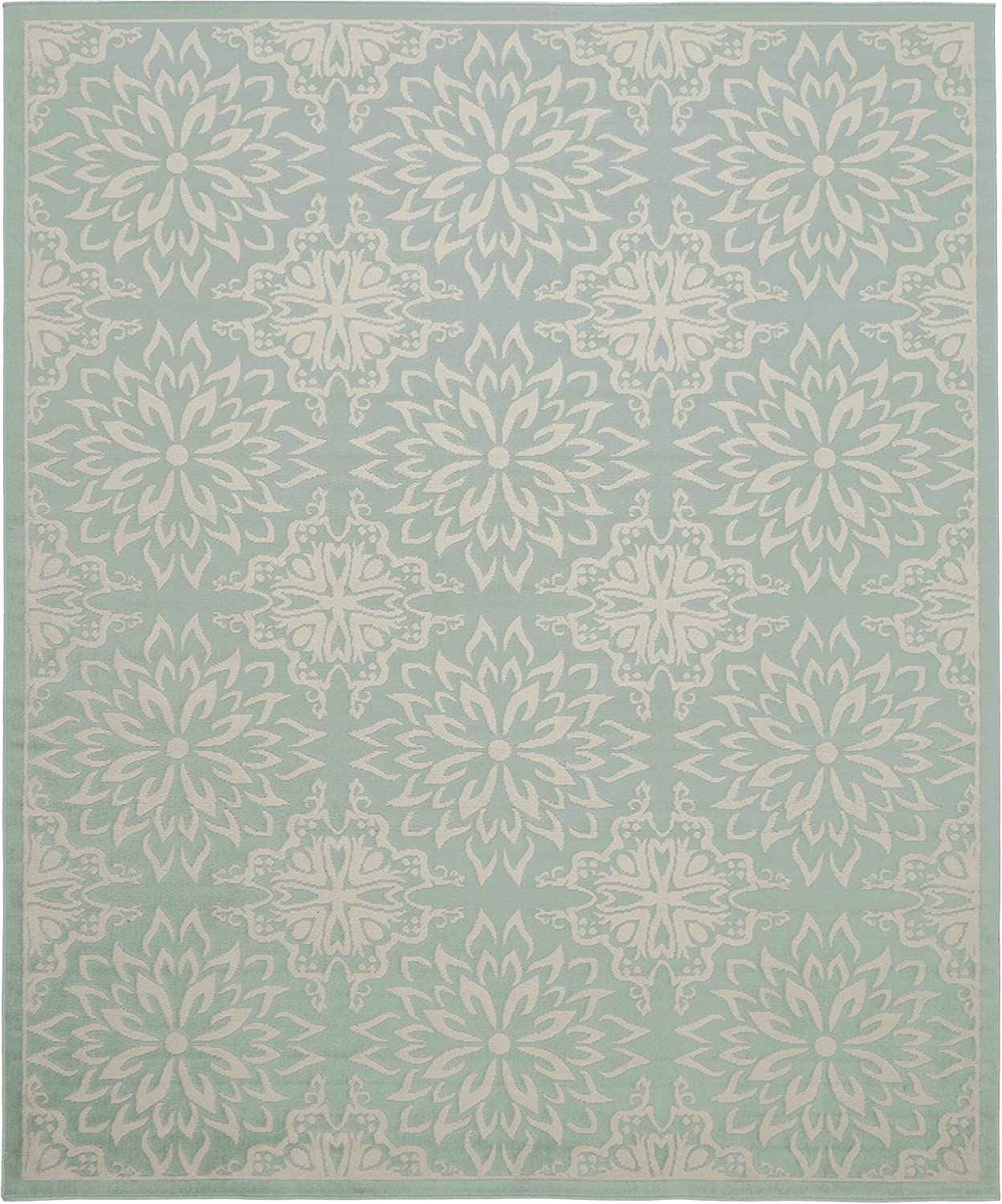 Transitional Floral Ivory/Green Area Rug
