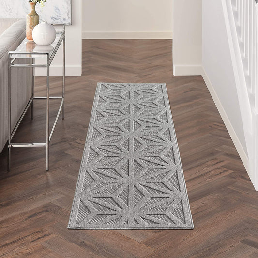 Nourison Palamos Lt Grey 10' Runner Area Rug , 2'2" x 10' tuba