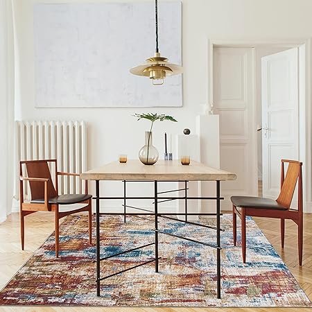 Non-Shed - Eco-Friendly, Machine Washable Rug - Stain Resistant, Made from Premium Recycled Fibers - Abstract Contemporary - Blue, 2'6" x 6'