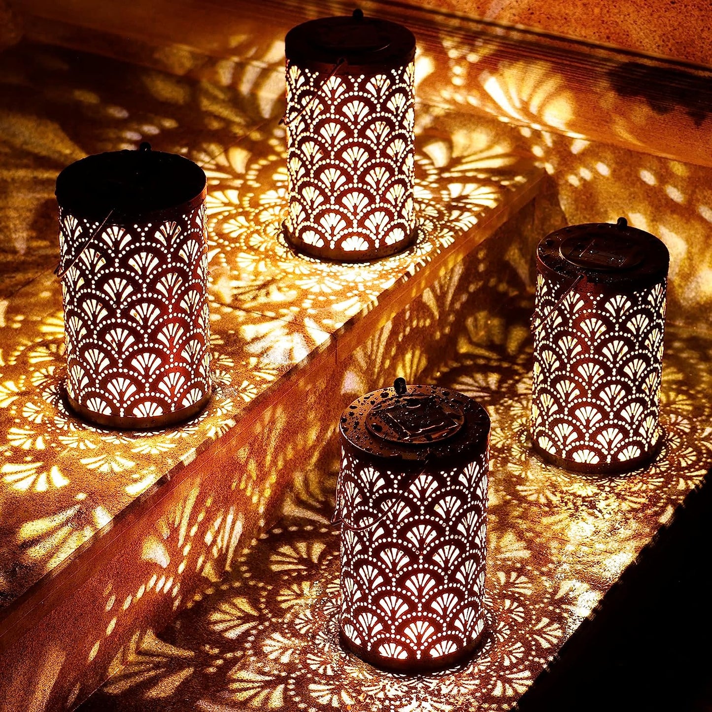 Solar Lantern Outdoor Waterproof, Hanging, Powered Lights, Backyard Porch Patio Balcony Teepee Lawn Pathway Tree-Flower