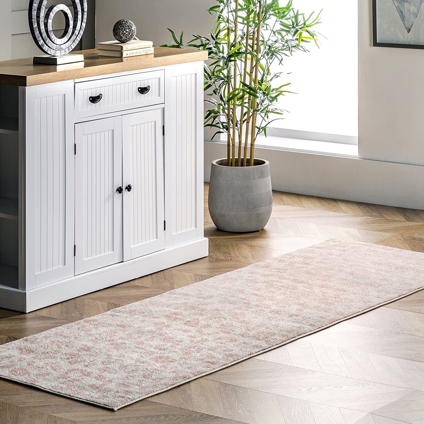 Print Leopard Soft Area Rug, Baby Pink