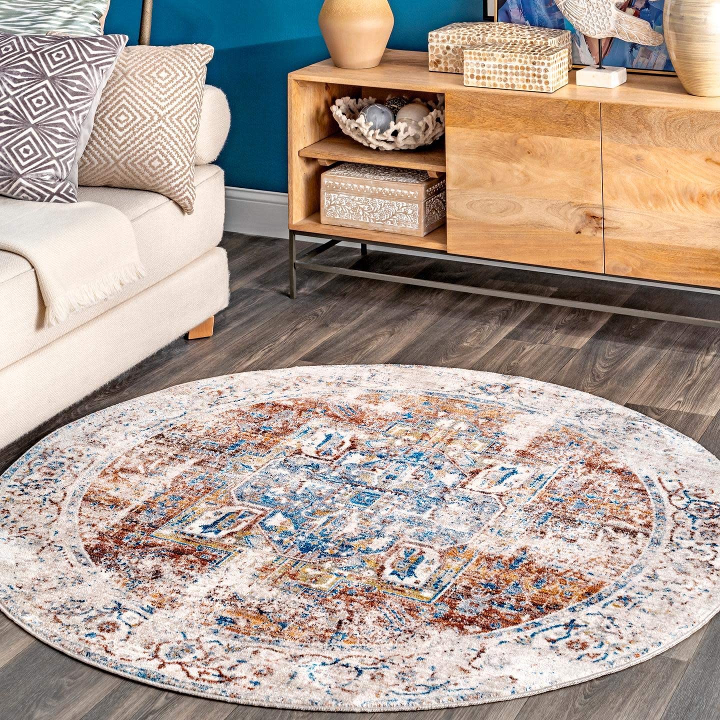 nuLOOM Ethel Medallion Fringe Area Rug lvory