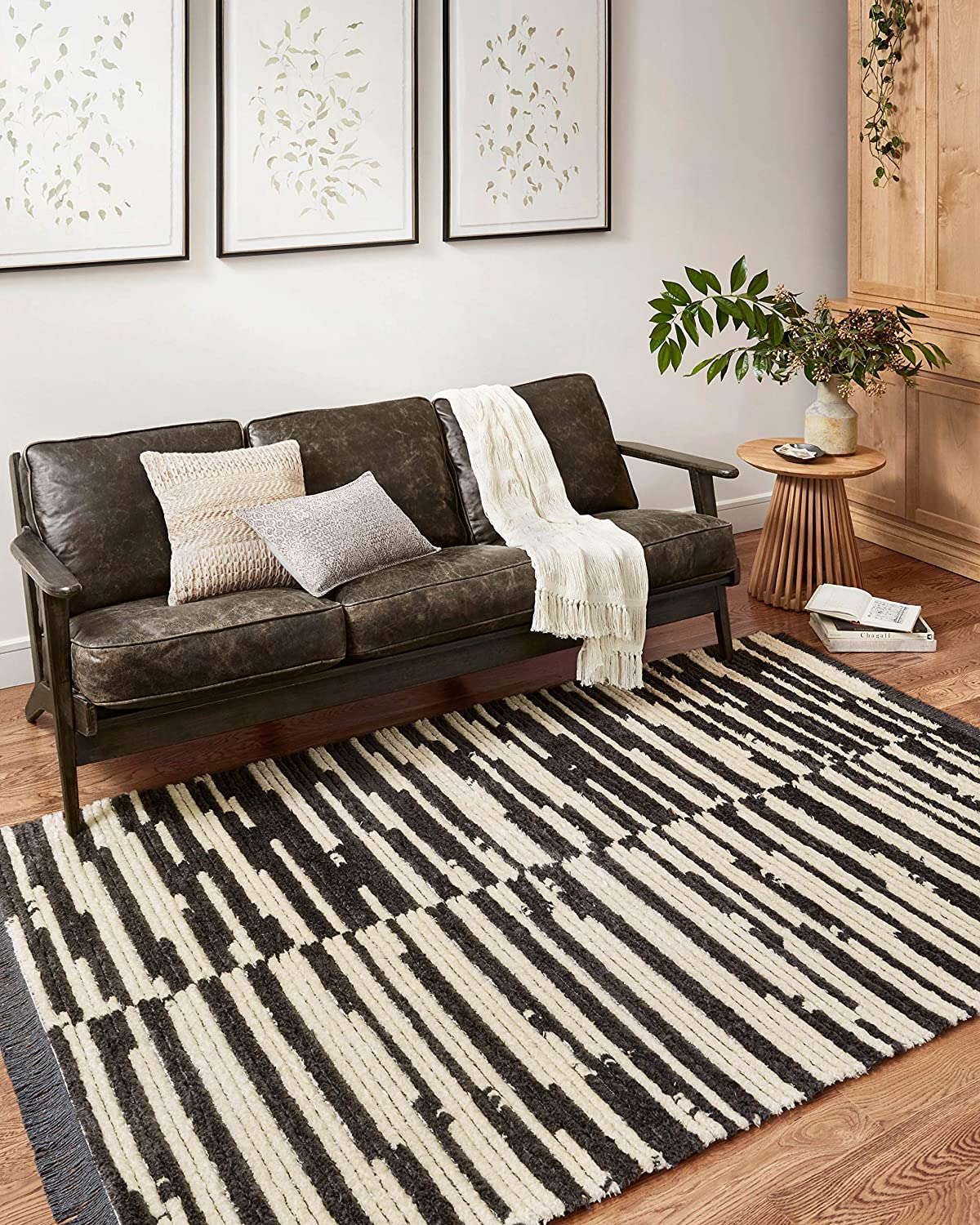 Alice ALI-03 Cream / Charcoal Geometric Soft Area Rug