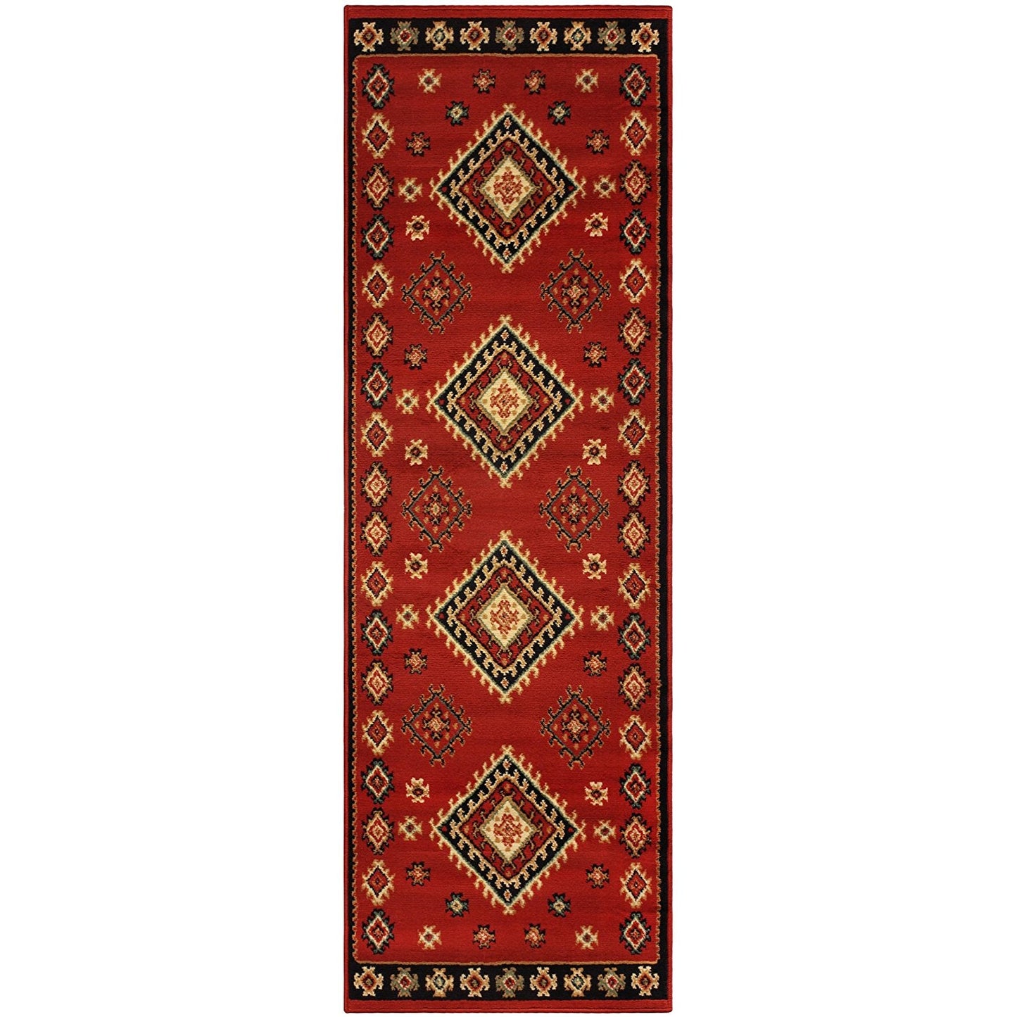 Southwest Style Bordered Red Area Rug