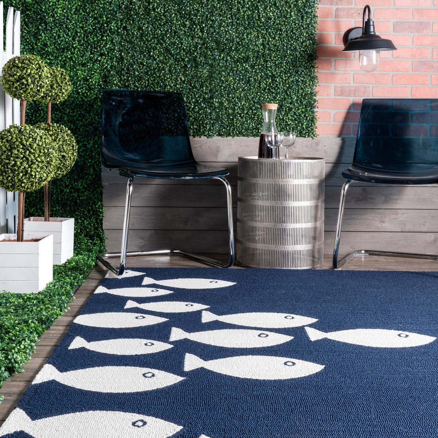 Vivienne Hand Hooked Indoor/Outdoor Soft Area Rug Navy