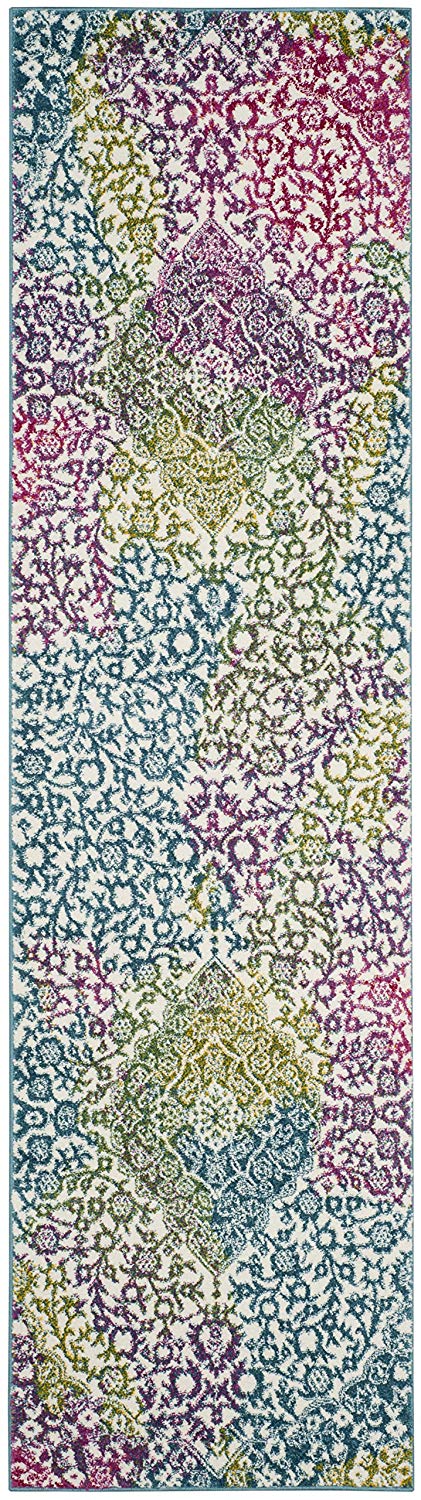 Floral Medallion Ivory Fuchsia Area Rugs