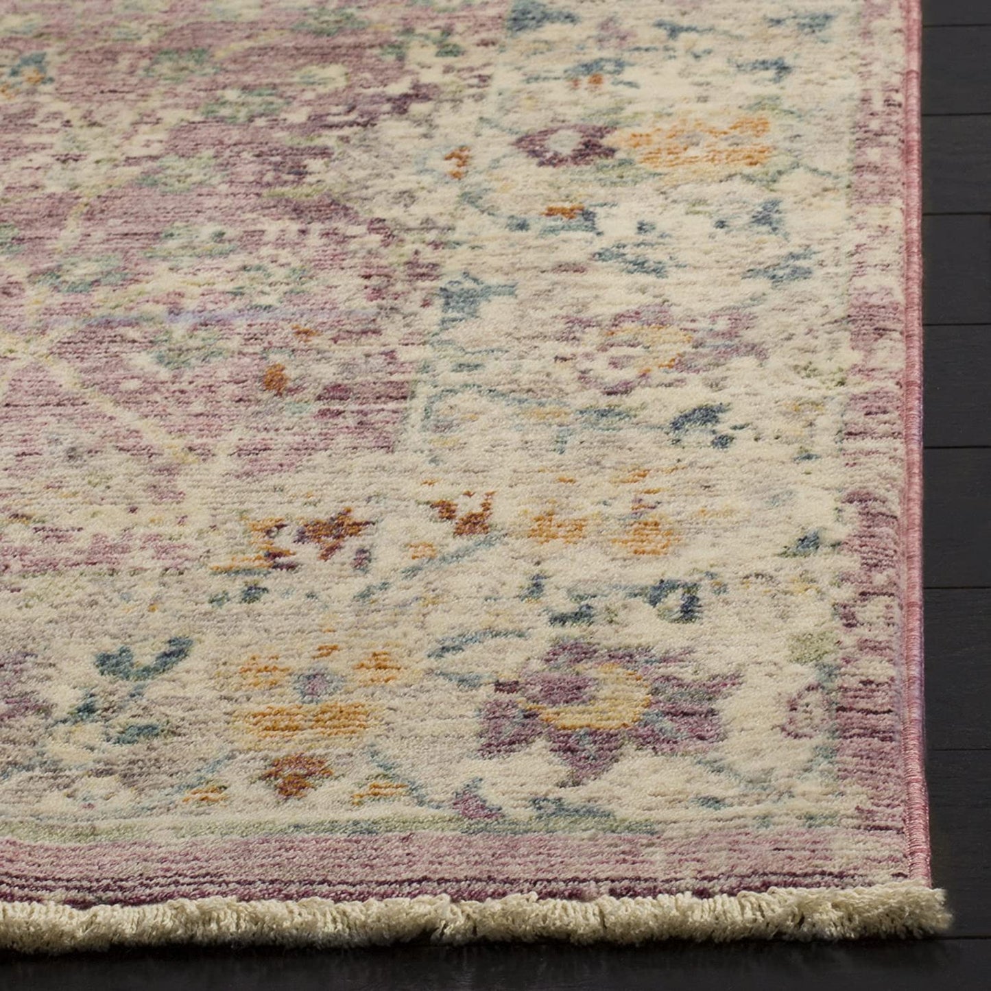 Illusion Collection ILL703F Vintage Distressed Viscose Area Rug, Rose / Cream