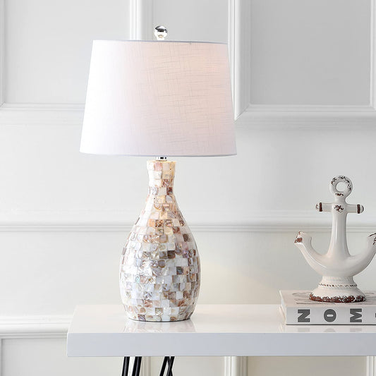 Verna 26.5" Seashell LED Table Lamp Ivory/Beige