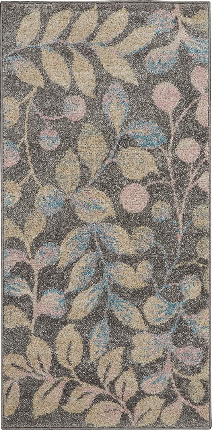 Tranquil Contemporary Botanical Grey/Beige Soft Area Rug