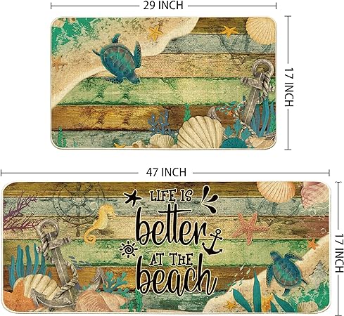 Set of 2, Blue Anchor Ocean Nautical Decorations for Home 17"x27+17"x47"