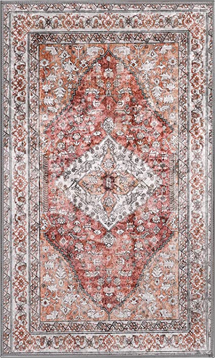Non-Slip Distressed Vintage Persian Oriental, Small Accent Throw Low Pile Traditional Area Rug - 2' X 3'