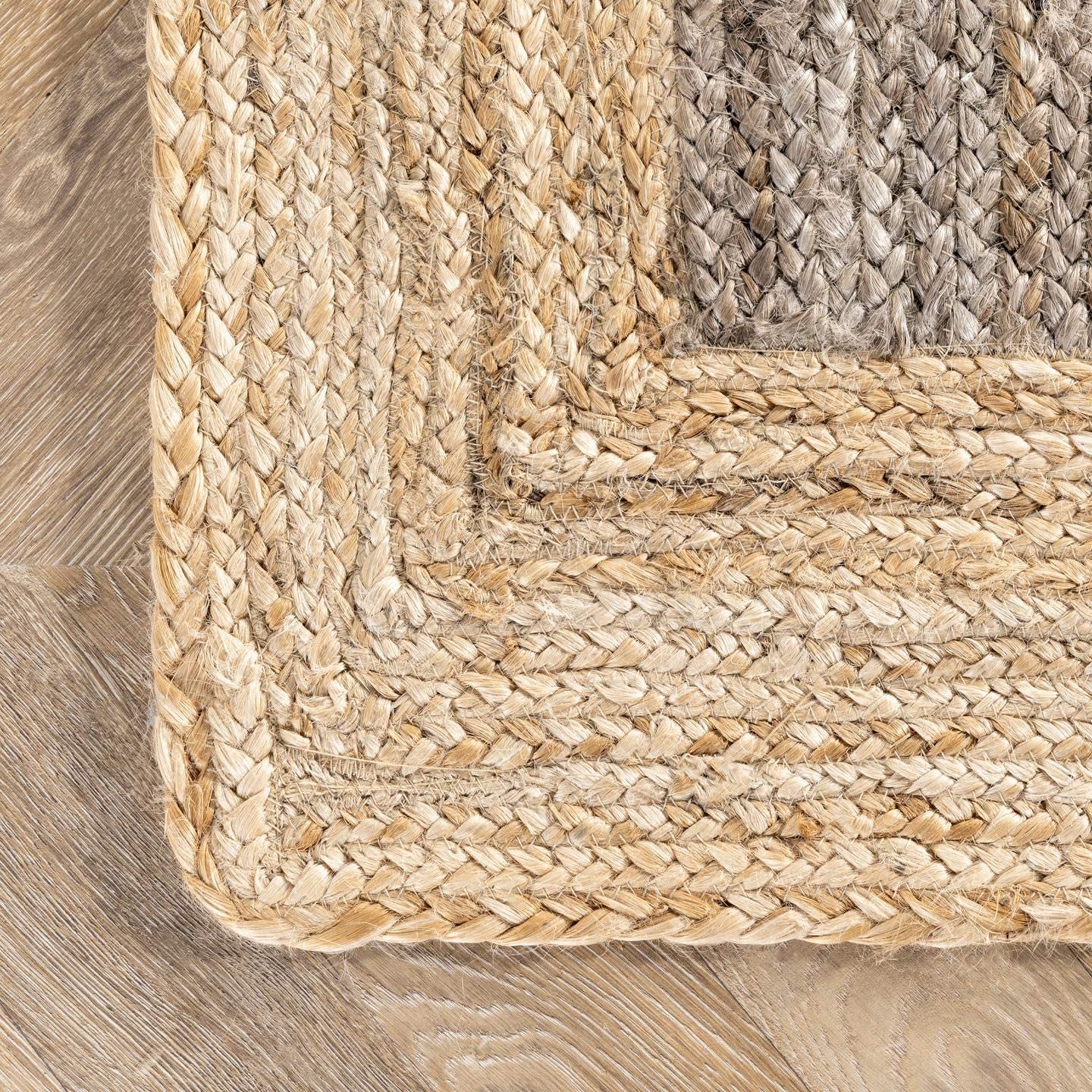 Hand Woven Jute Area Rug, Grey