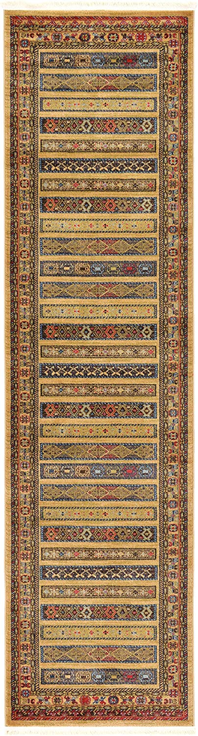 Tribal Pattern Tan Navy Blue Soft Area Rug