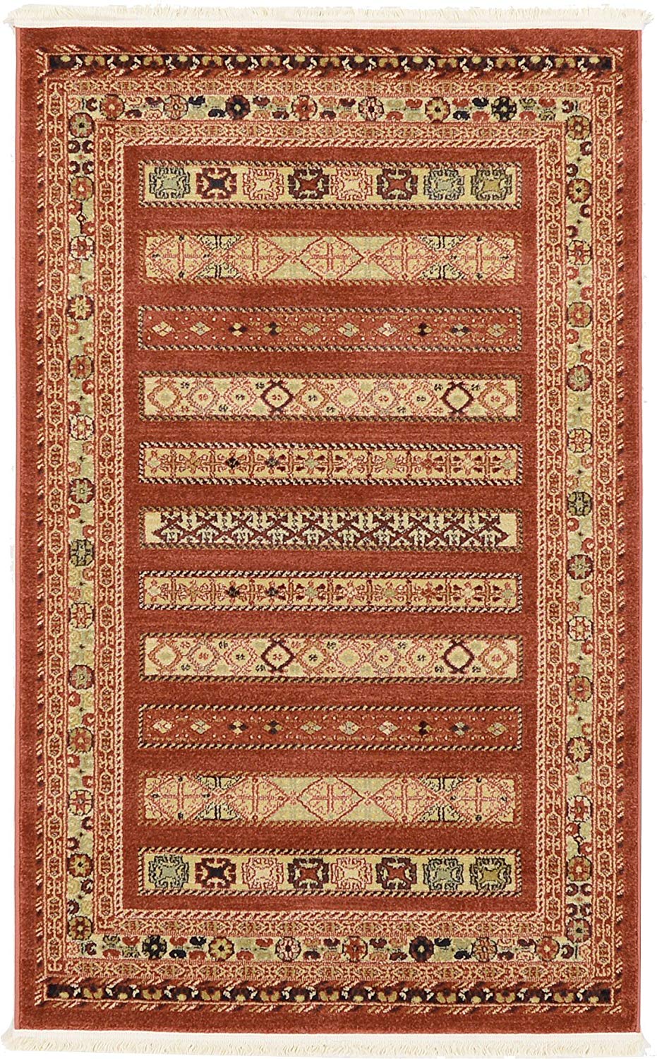 Tribal Pattern Rust Red Soft Area Rug