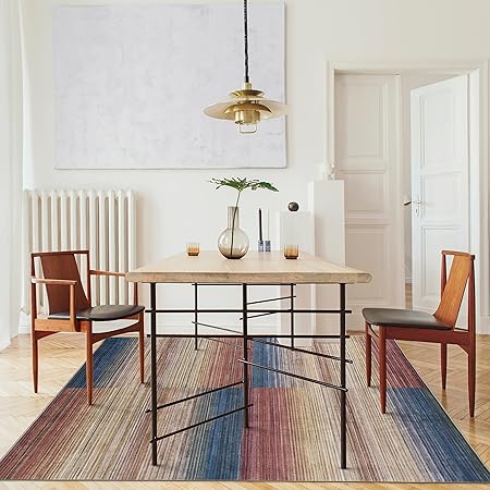 Non-Shed - Eco-Friendly, Machine Washable Rug - Stain Resistant, Made from Premium Recycled Fibers - Abstract Contemporary - Blue, 2'6" x 6'
