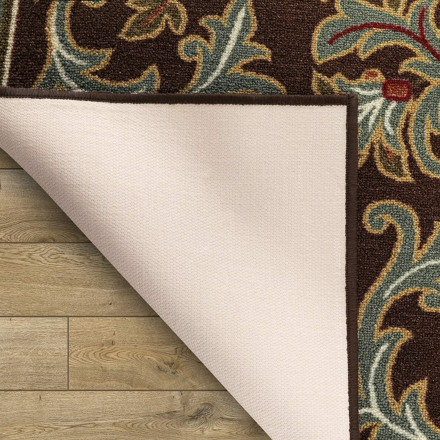 Modern Floral Low Profile Pile Indoor Area Rugs Brown