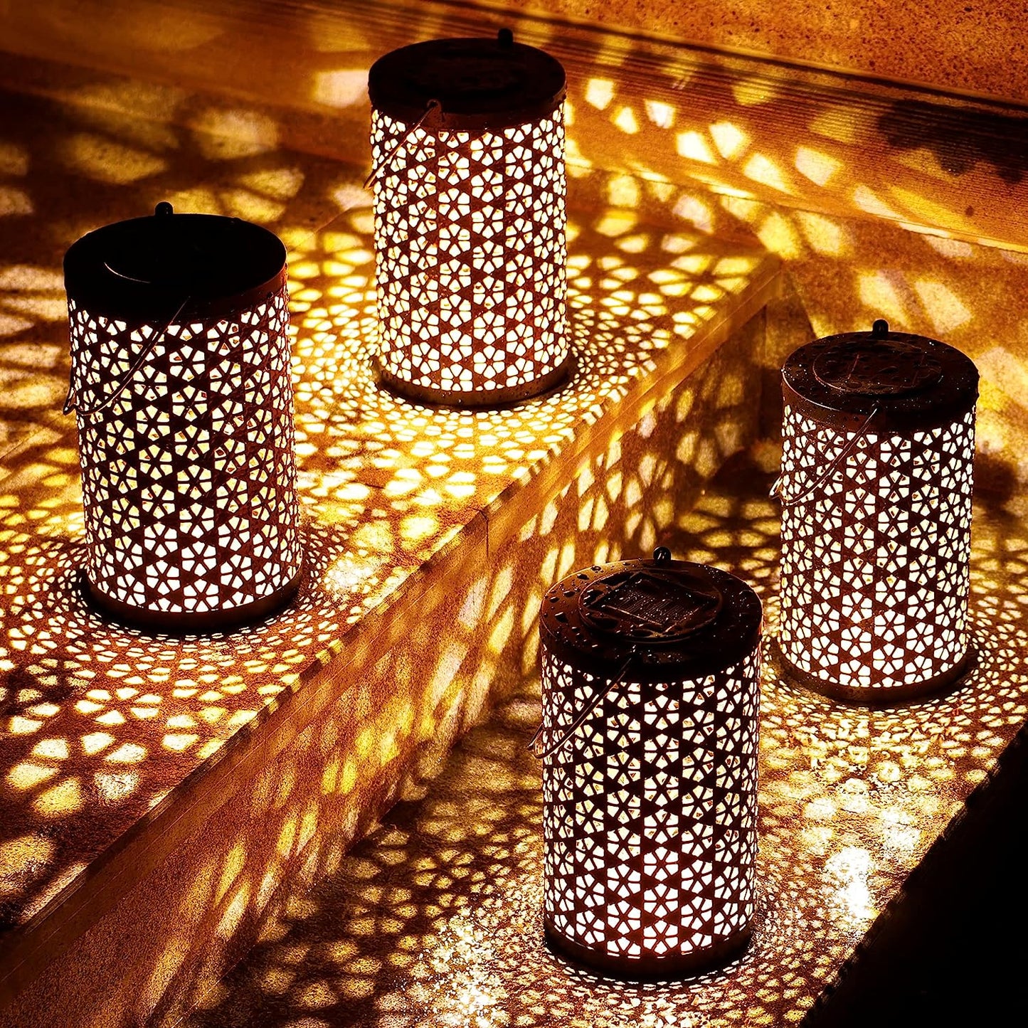Solar Lantern Outdoor Waterproof, Hanging, Powered Lights, Backyard Porch Patio Balcony Teepee Lawn Pathway Tree-Flower