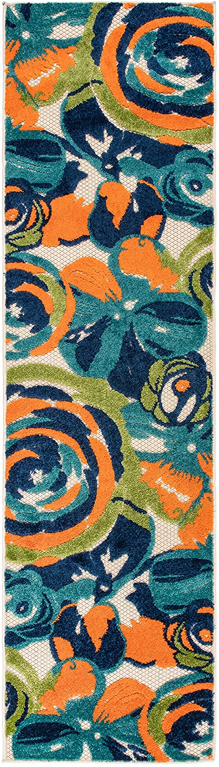 Ravenna Multi Modern Large Floral Flowers Indoor/Outdoor Rug