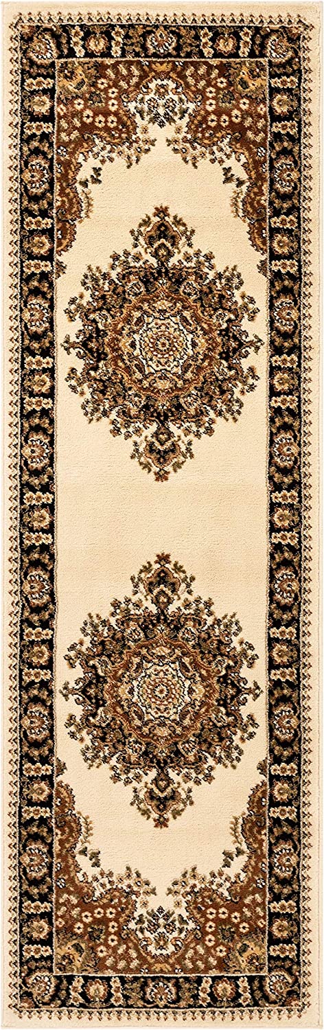 Medallion Oriental Persian Area Rug Ivory