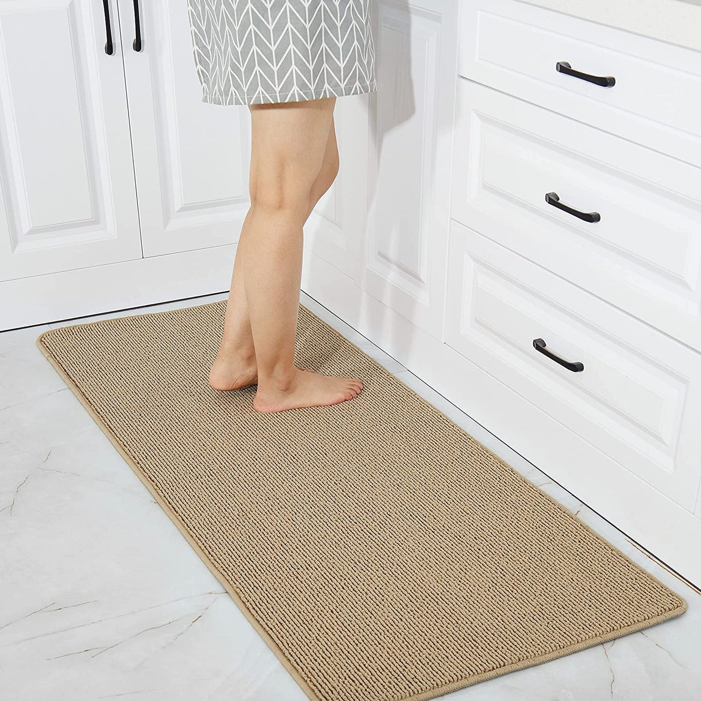 20x30 Inch/20X48 Inch Kitchen Rug Made of 100% Polypropylene Strip TPR Backing 2 Pieces Soft Specialized in Anti Slippery and Machine Washable, Green