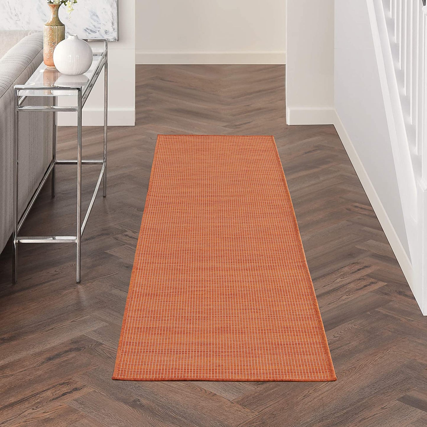 Flat-Weave Indoor/Outdoor Terracotta  Soft Area Rug