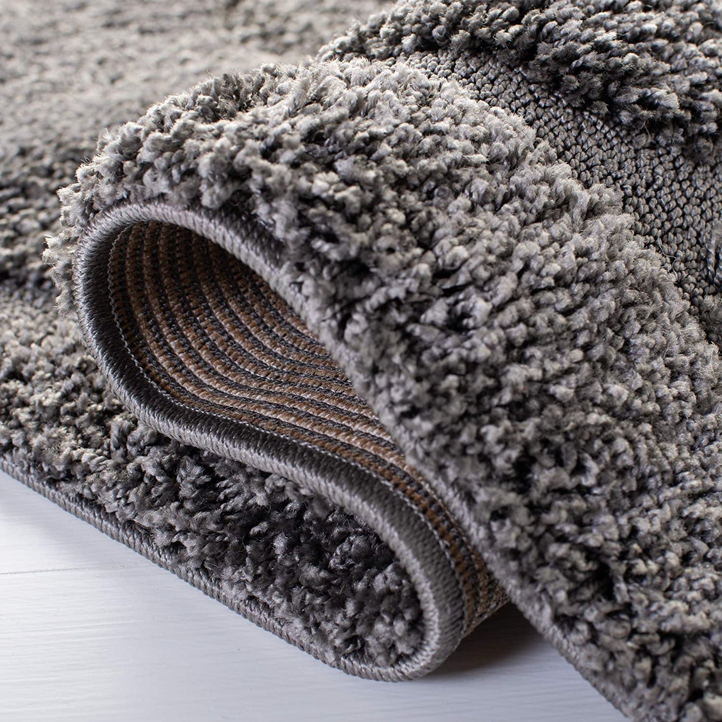 Premium Swirl Thick Plush Grey Area Shag Rug
