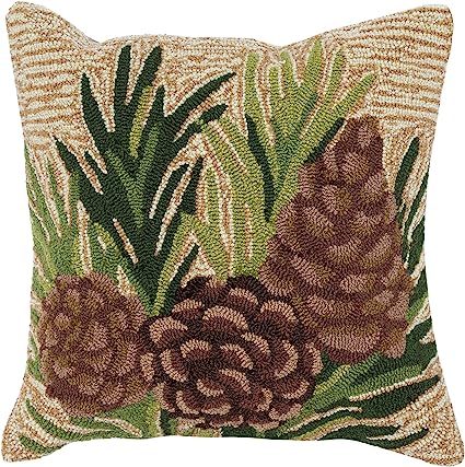 Frontporch Indoor/Outdoor Easy Care Invisible Zipper Hand Tufted Pillow- Birds Multi 18" x 18"