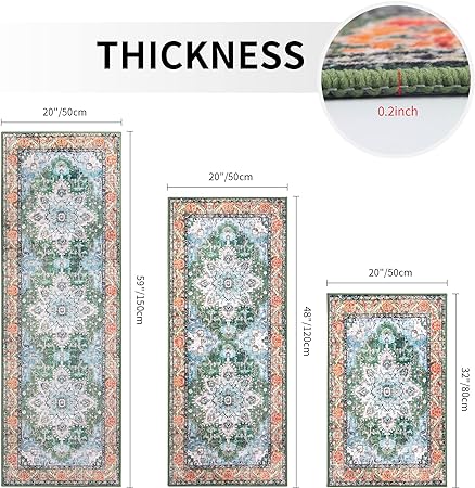 Sets of 3 Non Slip Machine Washable Entryway Rug