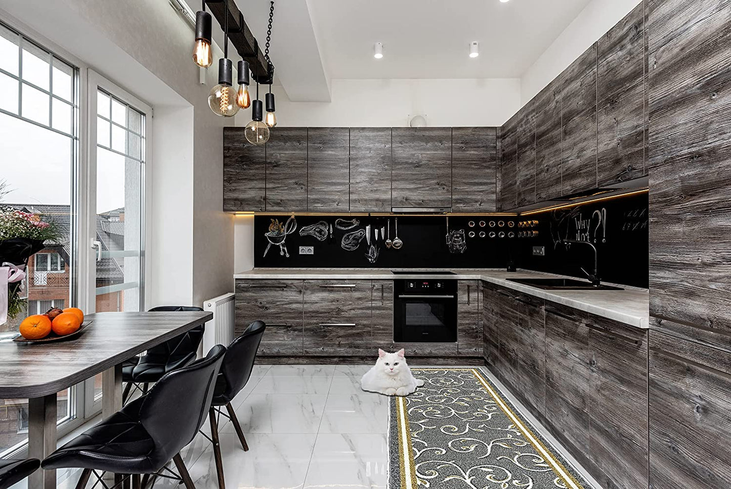 Non Slip Rubber Back  Kitchen Rug Anti Slip Stair Treads (Red, Runner (20" x 59"))