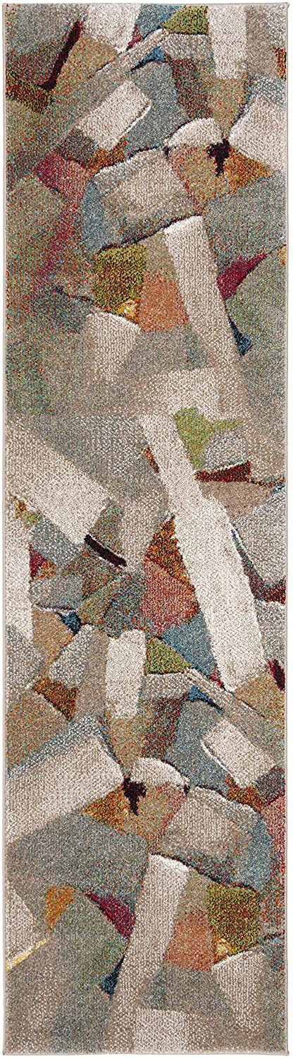 Modern Abstract Area Rug, Grey / Multi