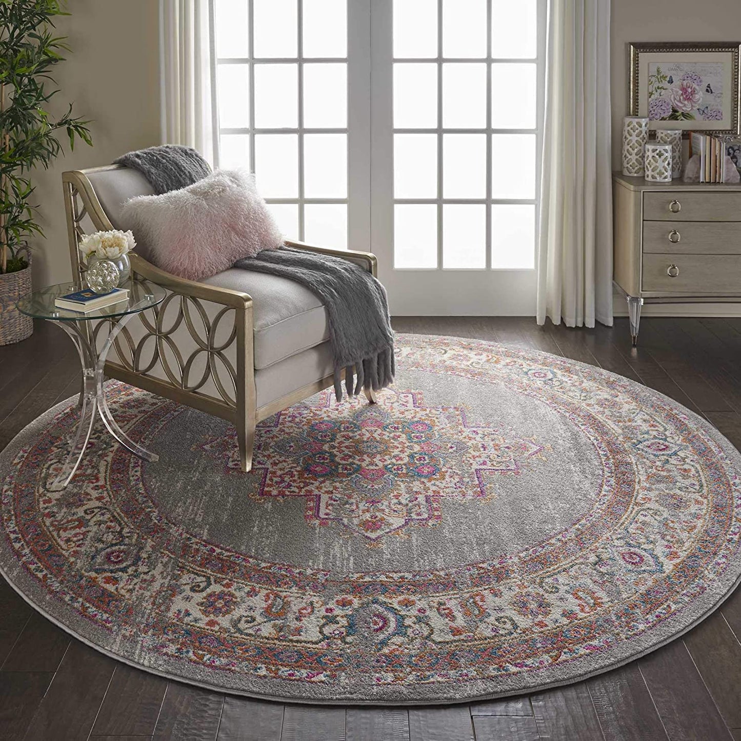 Nourison Passion Grey Vintage Area Rug 2'2" x 10', 2'2"X10'