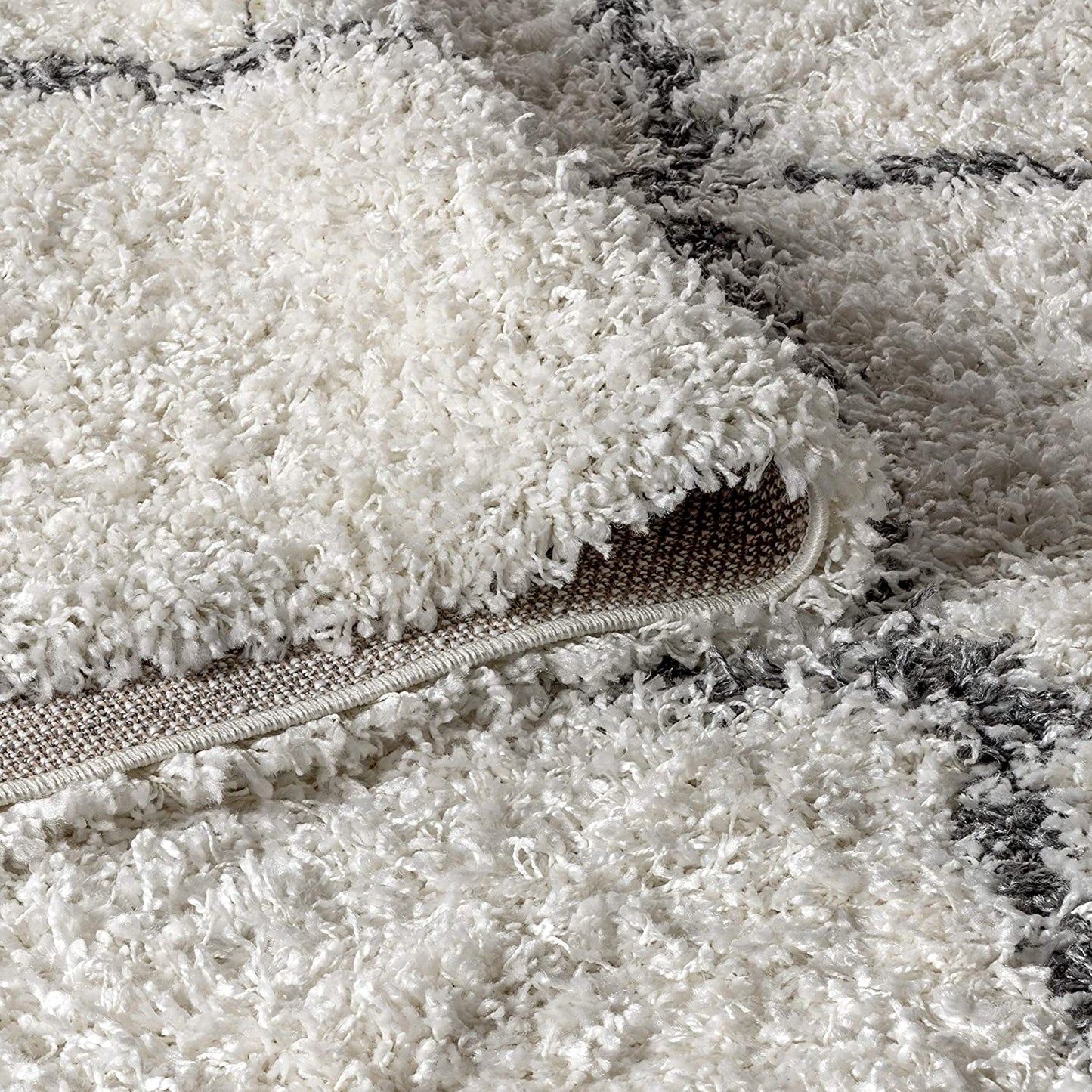 Mercer Plush Tassel Moroccan Tribal Geometric Trellis Area Rugs, Cream/Grey