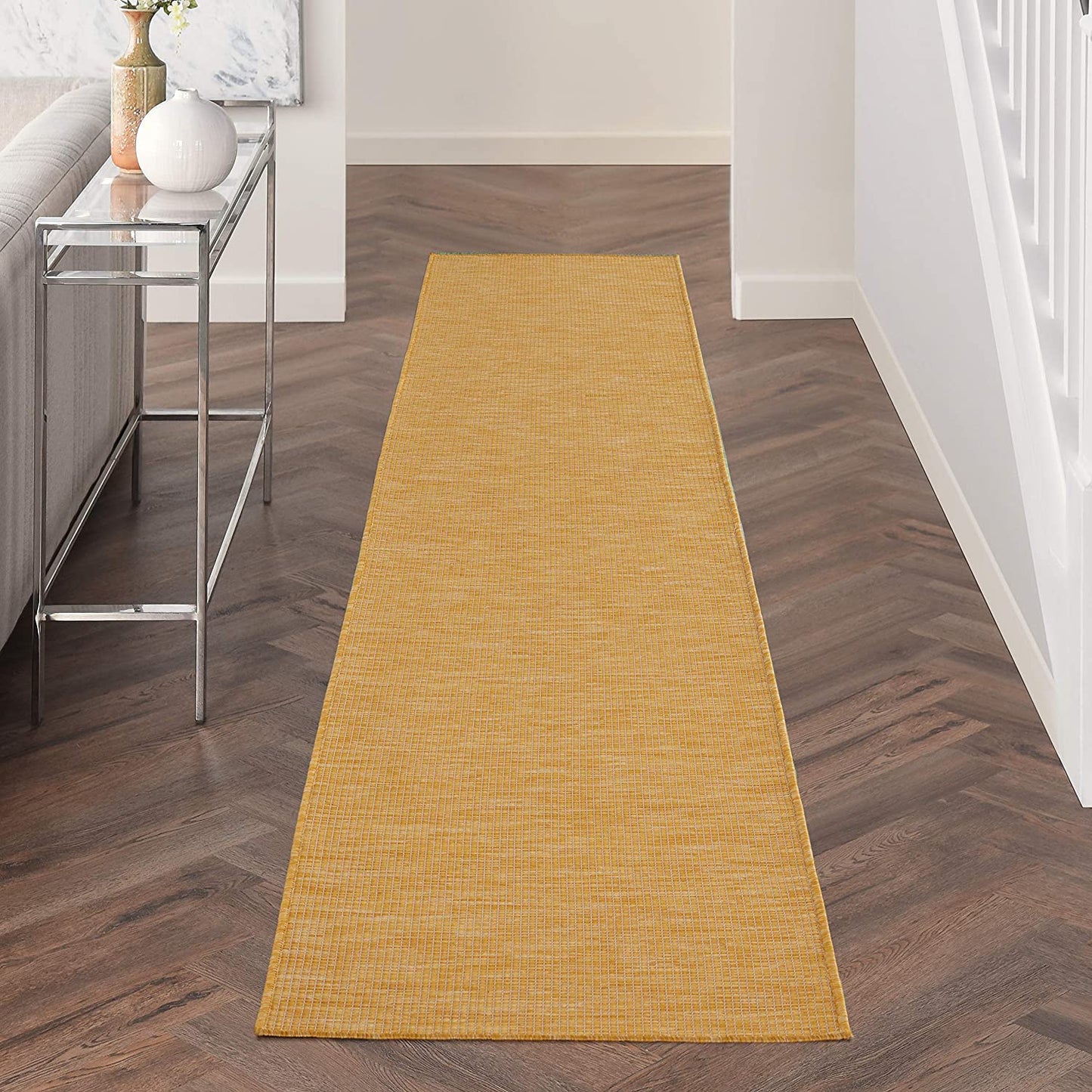 Flat-Weave Indoor/Outdoor Yellow SWwoft Area Rug