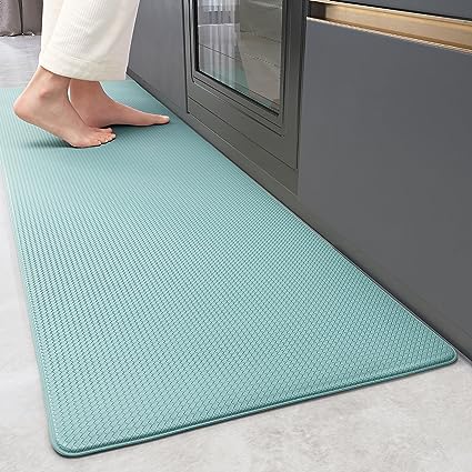Cushioned Anti-Fatigue Kitchen Mat, Non Skid Waterproof Comfort Standing Kitchen Rugs and Mats, Memory Foam Kitchen mat, 17"x79", Black