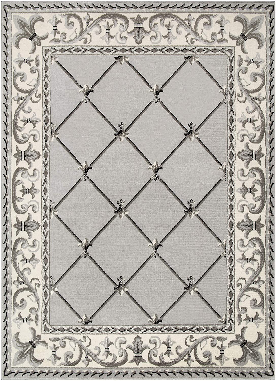 Kashan King Collection Geometric Indoor Area Rug Grey/Cream