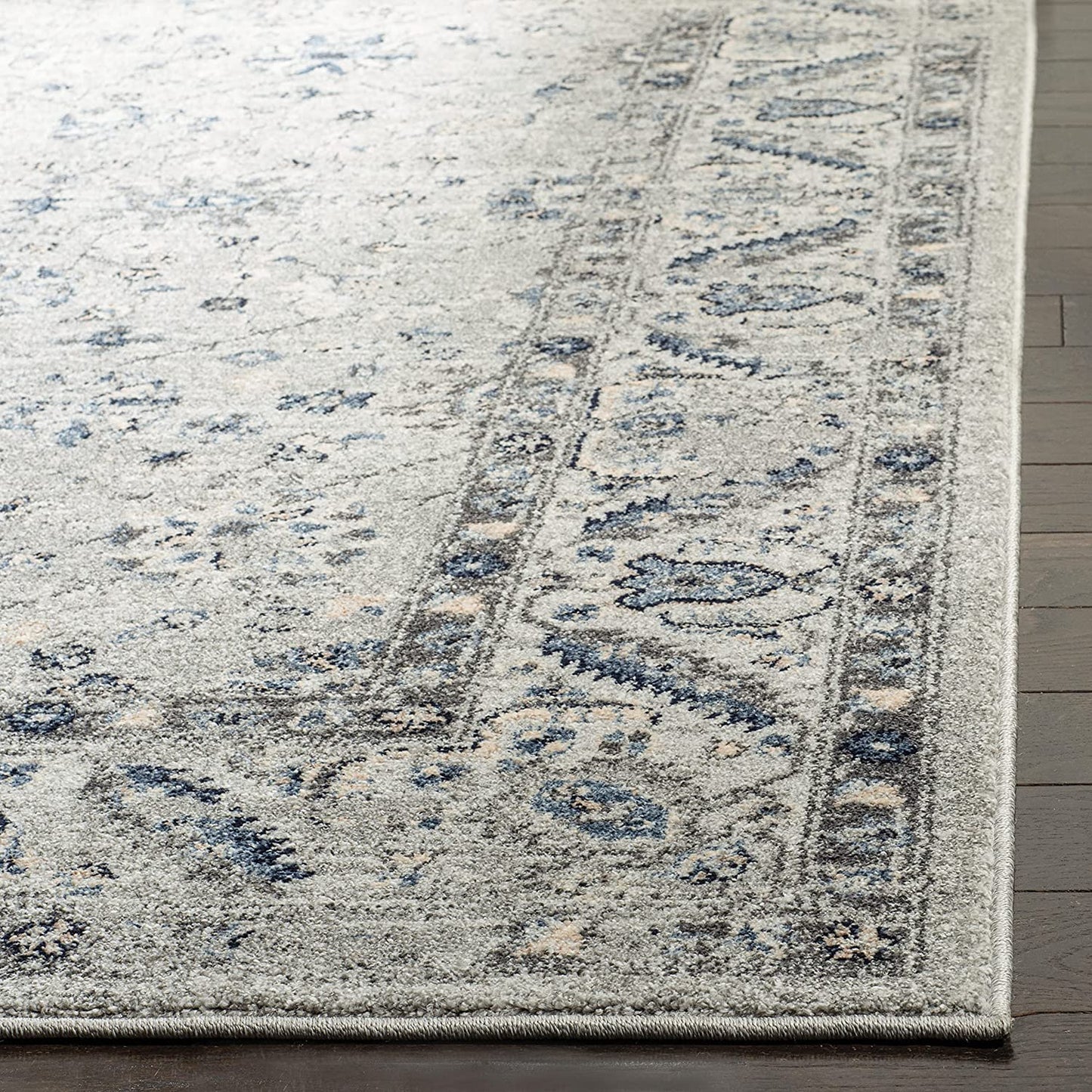 Oriental Distressed Non-Shedding Home Area Rug Grey / Dark Grey
