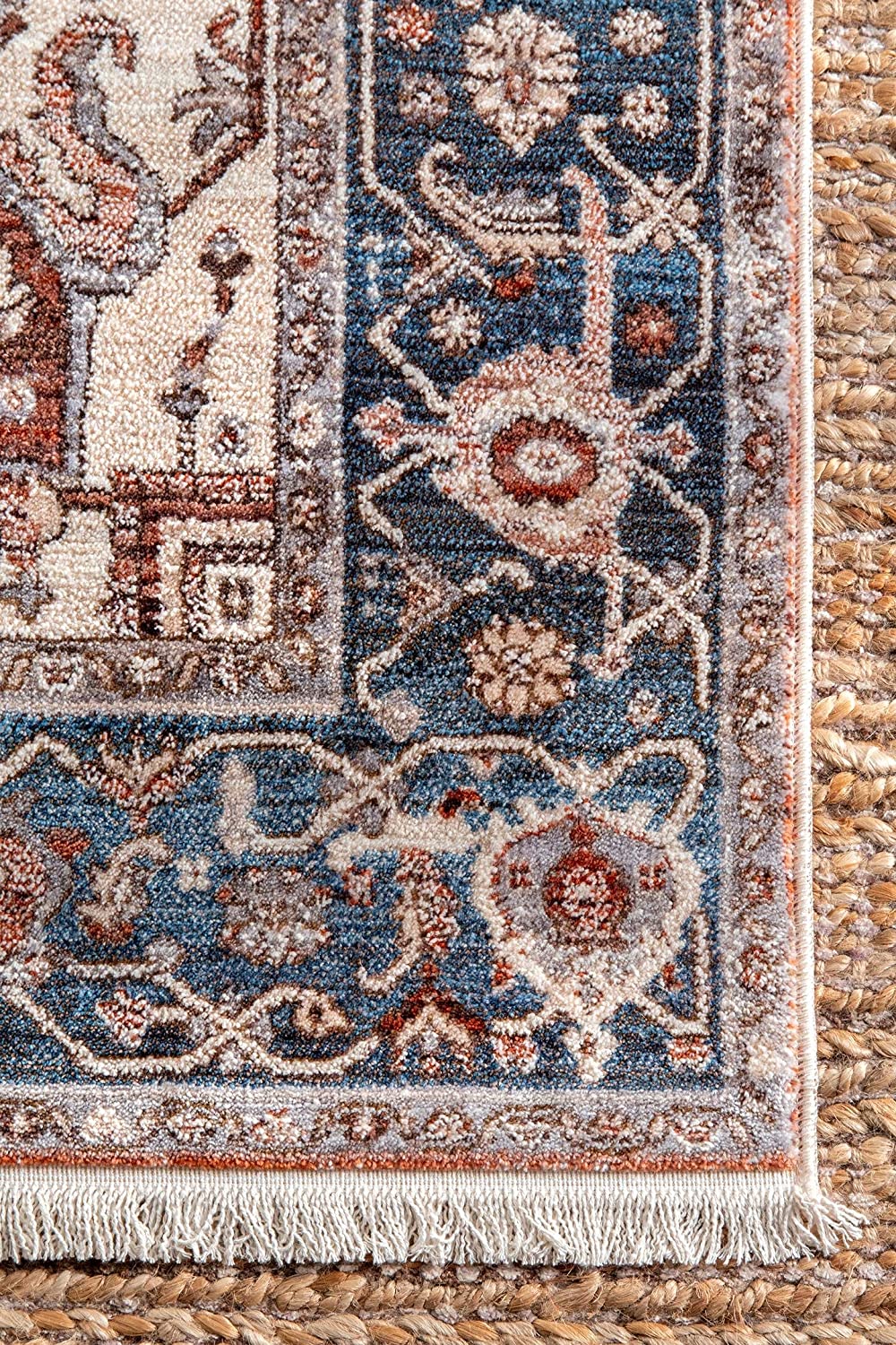 Medallion Fringe Blue Soft Area Rug